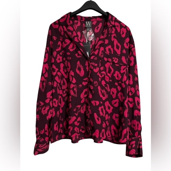 Worthington Button Up Blouse Women Size XL Burgundy Pink Long Sleeve New NWT - Picture 1 of 5